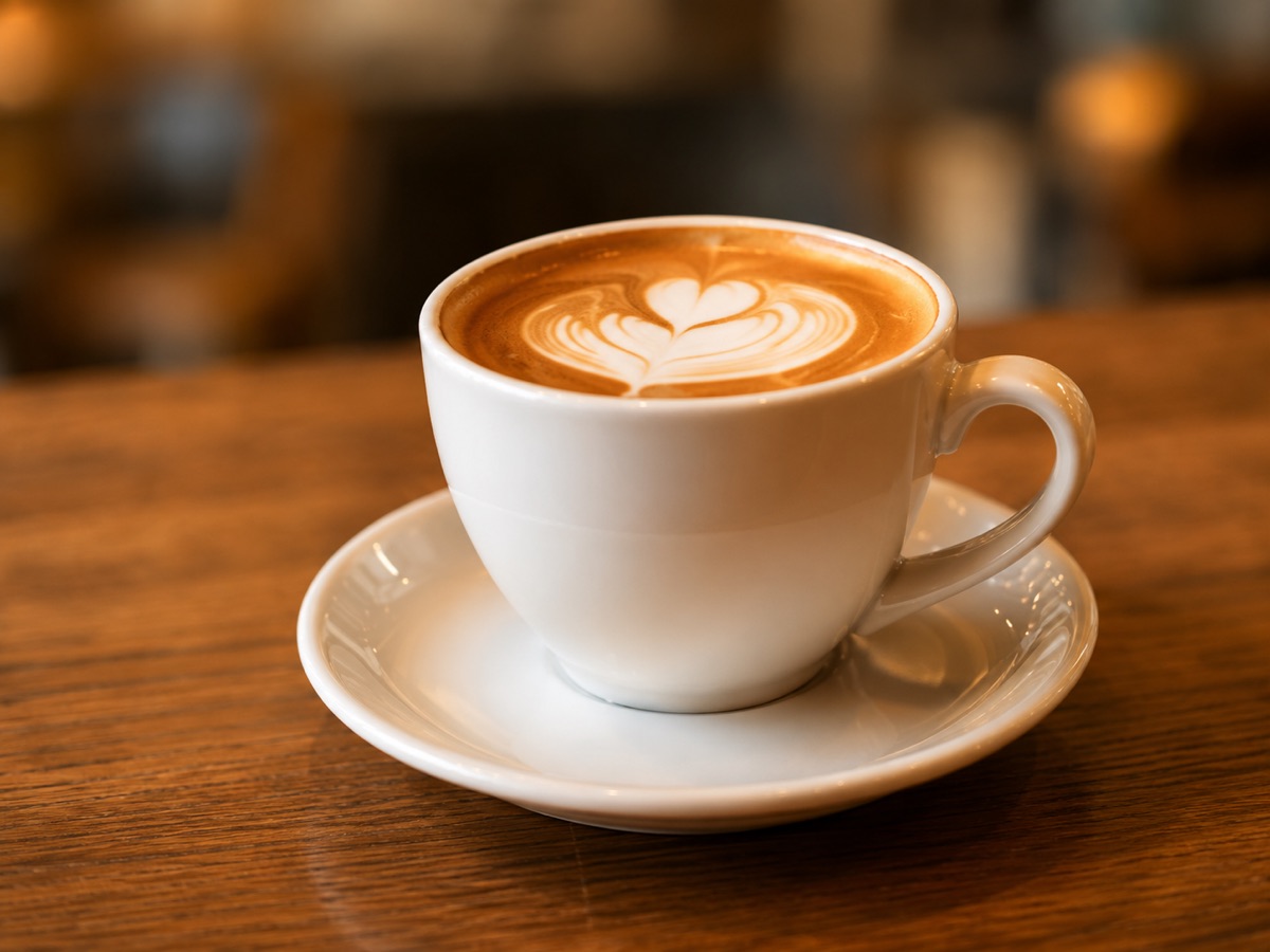 ラテアートが施されたカフェのコーヒー